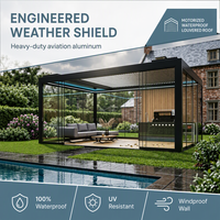 Pergola en aluminium à toit à persiennes, résistante à la pluie et au vent, sur mesure pour cuisine extérieure, complexe hôtelier et jardin