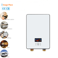 Pemanas Air Tanpa Tangki Digital 220V 3500W dengan Layar Digital, IPX4, Pemasangan di Dinding, Aman, untuk Rumah Tangga dan Kamar Mandi