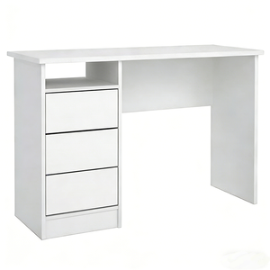 <span class=keywords><strong>Escritorio</strong></span> de Oficina Contemporáneo Blanco con 3 Cajones y Gran Espacio de Almacenamiento para el Hogar y la Empresa, Mesa de Oficina Pequeña con Cajón de Madera - Product Image 1