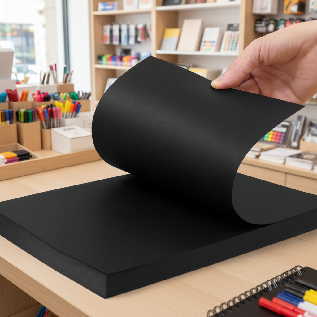 Custom A1 A2 Black Craft Paper Thick Black Paper Sheets A3 A4 350gsm 300gsm Double-Sided Uncoating Laser Black Cardboard Sheets