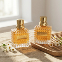 Flacon de parfum carré de luxe en verre avec boîte 50ml 100ml, ensemble atomiseur vide rechargeable avec pompe à sertir