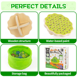 ของเล่นใหม่มาแรง เกมทรงตัวลูกแก้วหลากสี สำหรับ 1-4 คน เก็บได้ในกล่องไม้ เกมสนุกสำหรับครอบครัว เด็กชาย เด็กหญิง - Product Image 6