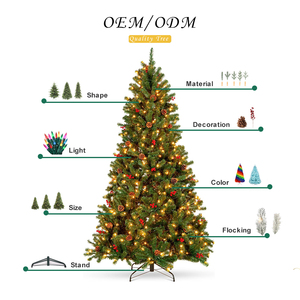 Árbol de Navidad Artificial de Alta Calidad con Luces, Decorado con Perlas, <span class=keywords><strong>Plegable</strong></span>, de 7.5 Pies, en Oferta - Product Image 6