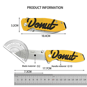 Couteau pliant DONUT X SQUID, antidérapant, multi-usage, léger, pour la survie, le camping, l'EDC, couteau à fruits portable, DIY - Product Image 6