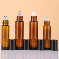 Meilleures ventes de bouteilles à bille roulante en verre ambré de 10ml Bouteilles de parfum cosmétiques à fond épais Mini bouteille de parfum avec bille roulante