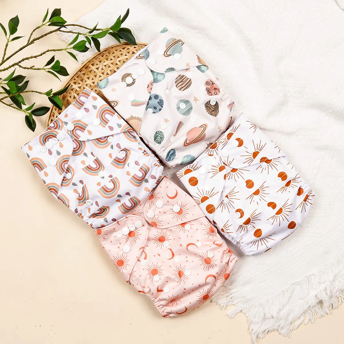 Happy Flute Wholesale One Size Cloth Diaper Waterproof Suede Washable Reusable Baby Cloth Adjustable Pocket Diapers