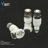 Raccord de tube CPC Acetal 8 mm à raccord rapide femelle avec valve d'arrêt, pour montage sur panneau, pour pompe basse pression