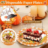 Assiettes à dessert de Thanksgiving, fournitures jetables d'automne, ensemble de vaisselle pour gâteaux de la récolte de citrouilles, pour fête de Thanksgiving d'automne
