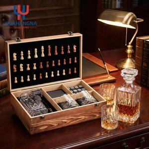 Premium Lead Free Crystal Glass Whiskey Decanter Set with Chess Board and Stones in Wooden <b>Box</b> for Corporate <b>Gift</b> - Product Image 4
