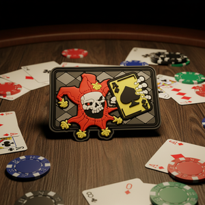 Patch Tattico Joker Skull Death Card Spades |   Tessuto 3D in PVC Resistente all'Acqua, Ecologico, su Misura per Bracciali e Zaini - Product Image 1