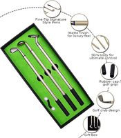 Cadeau : Drapeau de golf avec 3 clubs de golf et stylos – Jouet de bureau pour hommes, papa, patron, adolescents – SGF041