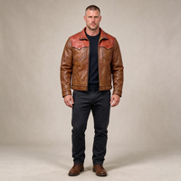 Blouson Bomber en Cuir Vintage pour Homme Style Western Hiver Yellowstone Effet Vieilli Veste de Cowboy Ranch Logo Personnalisé Vente en Gros