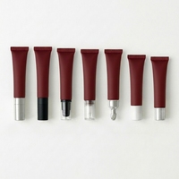 Tube cosmétique souple de 15 ml, finition mate rouge foncé, emballage vide pour soins des lèvres, sérum visage, format voyage, vente en gros