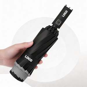 Full-automatic Open Handle LED 3 Fold Umbrella Reverse UV Sun Rain Flashlight <b>Parasol</b> Reflective <b>Stripe</b> Light Umbrellas - Product Image 1