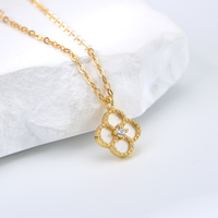 S925 Sterling Silber 18K Vergoldet ZIRKON Natürlicher Onyx Perlmutt Kleeblatt Ketten-Halskette Anlauffreier Luxus Damenschmuck