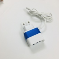 Micro USB avec câble Chargeur de voyage à domicile Chargeur de téléphone portable EU Adaptateur 3 USB
