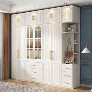 Ensemble de garde-robe de luxe Santopova, blanc, avec tiroirs intégrés et étagère de présentation, solution de rangement pour la maison - Product Image 1
