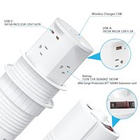Stop Kontak Pop Up 15W Pengisi Daya Nirkabel 4 Stop Kontak 2 Port USB-C PD20W Bahan ABS Lubang Meja Grommet Dapur Kantor