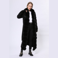 Long manteau de pull chaud, col en fourrure de renard, tendance, hiver