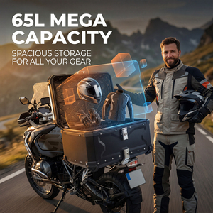 Maleta Superior para Motocicleta Podofo 65L/55L/45L, Impermeable, de Aluminio, Base de Montaje Universal, Caja Superior Trasera Rígida OEM - Product Image 2