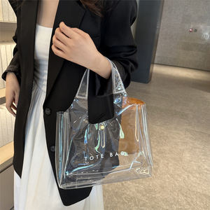 Op maat gemaakte damesmode transparante waterdichte TPU cadeau tas, doorzichtige shopper tas, <span class=keywords><strong>PVC</strong></span> strandtas met logo - Product Image 3