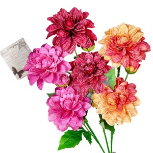 Fleurs artificielles Dahlia en tissu 'Fenêtre de Monet' pour décoration de mariage, de maison et accessoires de photographie extérieure - Product Image 5