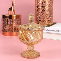 Pot à bonbons vintage en verre, style européen, pour dragées, avec couvercle dôme, couleur Champagne
