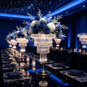 Decorazioni e accessori di lusso per matrimoni, vaso di cristallo a più livelli, centrotavola, portacandele per eventi, ornamento floreale, porta decorazioni per sala - Product Image 1