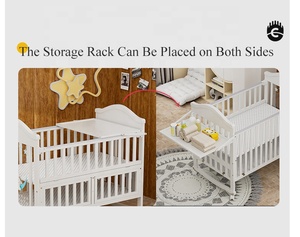 Lits bébé multifonctions Lits bébé en bois convertibles en <span class=keywords><strong>lit</strong></span> pour tout-petits avec lumières intégrées avec rangement - Product Image 4