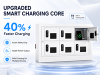 Casier de recharge pour smartphone à 6 portes, serrure électronique, USB-C, Lightning, sécurisé, en libre-service, durable, station de recharge murale