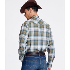 เสื้อเชิ้ตผู้ชายลายสก็อตแขนยาวสไตล์ลำลองแบบตะวันตก - Product Image 4