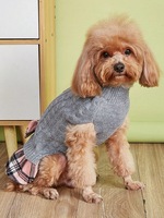 Ensemble deux pièces jupe et pull de Noël de luxe en acrylique pour chiens et chats, avec nœud papillon, gris et blanc, pour l'hiver et les loisirs