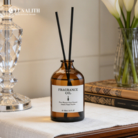 Diffuseur de parfum à bâtonnets d'ambre personnalisé LunaLith en gros avec bouteille diffuseur d'huiles essentielles, désodorisant, cadeaux de mariage pour invités