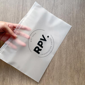 Custom Horizontal Frosted Zipper <b>Bags</b> - Matte Transparent Poly Packaging <b>for</b> Socks & Apparel Branding - Product Image 5