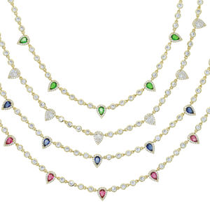 Collar Gargantilla de Tenis Bañado en Oro con Circonitas Cúbicas 5A Coloridas en Forma de Lágrima, Joyería de Moda para Mujer - Product Image 2