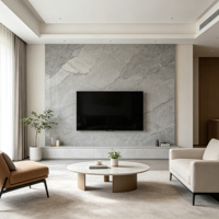Carrelage mural en pierre frittée gris calcaire 6 mm, aspect pierre naturelle mate, 1200x2700 mm