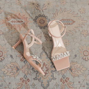 Sandalias de Tacón Alto con Correa de Botón y Cristales, Estilo Francés, para Mujer, Estilo Noble y de Hada - Product Image 3