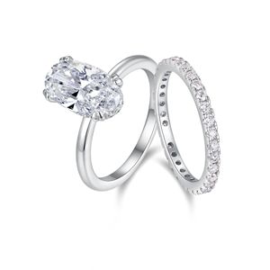 S925 argento Sterling rodiato taglio ovale D VVS Moissanite anello di fidanzamento per le donne, oro massiccio e Lab Diamond disponibili - Product Image 1