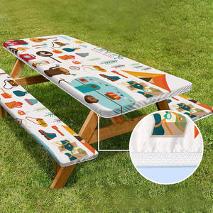 72x28 Zoll 3Pcs Elastic Fitted Recta ngle Printed Öl dicht Wasserdicht Camping Picknick Tischdecken Tischdecke und Tischdecken Set - Product Image 3