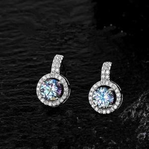 Round <b>Stud</b> Earring Full Diamond Moissanite Earrings S925 <b>Sterling</b> <b>Silver</b> <b>Stud</b> Earrings - Product Image 5