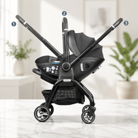 Poussettes pliantes pour bébés S366 personnalisées OEM avec poignée réglable, luxe, avec cadre détachable, sièges auto et roues universelles