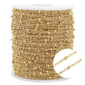 Cadenas de cuentas espaciadoras de acero inoxidable de 10 m por rollo, chapadas en oro de 18 quilates, rollo de cadena de cuentas alternadas para la fabricación de collares y pulseras - Product Image 2