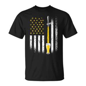 Camiseta con diseño de bandera americana de Beer Tap para hombres y mujeres, camiseta para beber - Product Image 1