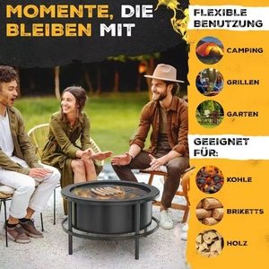 Modern Foldable <b>Fire</b> Bowl with Grill Grate-Space-Saving <b>Portable</b> Wood-Fueled <b>Fire</b> <b>Pit</b> <b>for</b> <b>Camping</b> & Picnics - Product Image 5