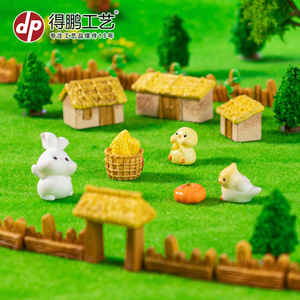 Ensemble de décorations de jardin miniature en résine, style rustique, ornement de bureau, lot multi-pièces - Product Image 3