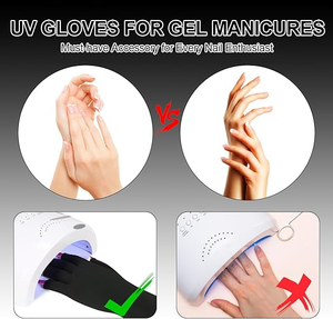 Heenlong Hot Bán tùy chỉnh nửa ngón tay Găng tay màu đen vẻ đẹp UV găng tay bảo vệ UPF 50 + UV găng tay cho gel móng tay với logo - Product Image 6