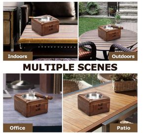 Custom sigari posacenere, posacenere <span class=keywords><strong>in</strong></span> <span class=keywords><strong>legno</strong></span>, posacenere quadrato 4 slot porta sigari con sigaro accessori cassetto - Product Image 5