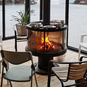 Estufa de Leña Redonda de Gran Capacidad, sin Humo, para Calefacción Interior, <span class=keywords><strong>Chimenea</strong></span> para Casa de Huéspedes o Villa - Product Image 3