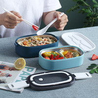 Oneup — boîte à Lunch en acier inoxydable, boîtier à Double couche, paille de blé, portatif pour les étudiants, séparée avec ensemble de tasses