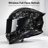 Casque de moto intégral en carbone forgé sur mesure OEM avec visière fumée et interphone sans fil intégré